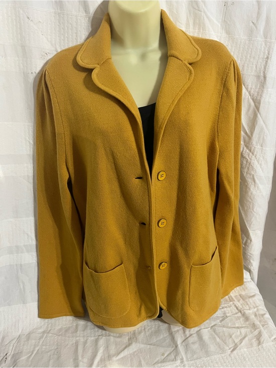 Talbots Jackets & Blazers - Talbots Mustard Knit Blazer with Patch Pockets